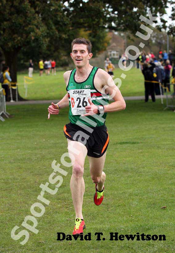 Sale Harriers winners of the senior men with James Bailey, Northern Cross Country Relay, Graves Park, Sheffield.
